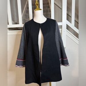 Stile Benetton 3/4 sleeves Black and Gray Long Jacket
